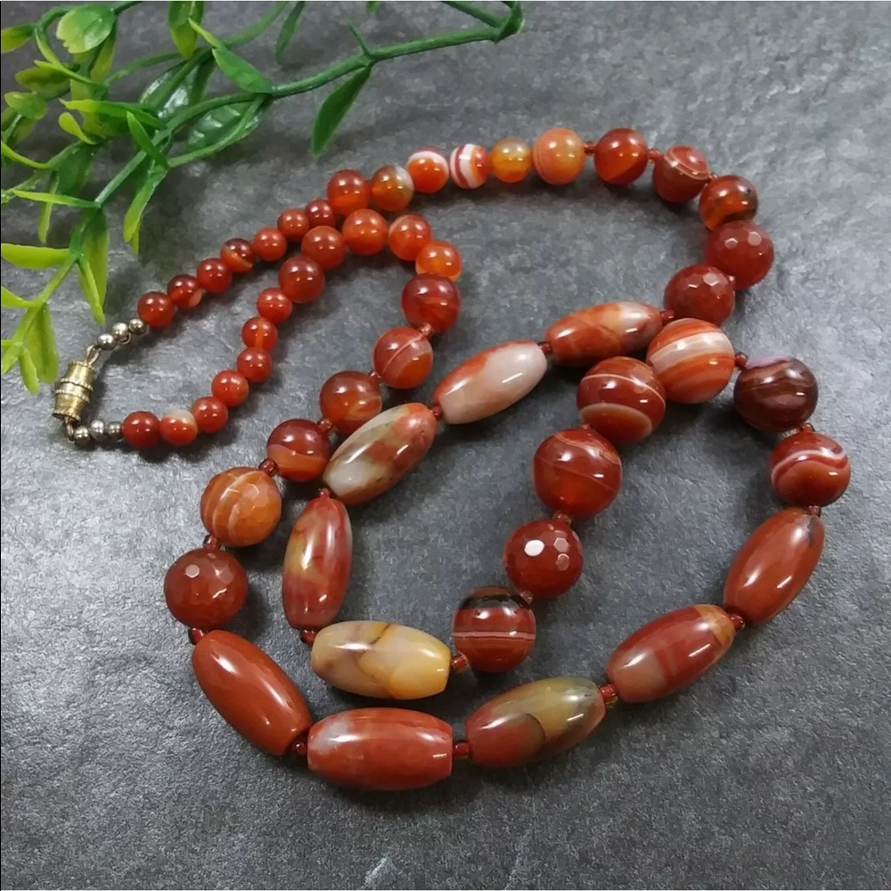 Handmade Camellia Gemstone Beaded Necklace. 26”